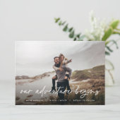 Unser Abenteuer beginnt | VERLOBUNG FOTO Ankündigung (Stehend Vorderseite)