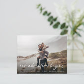 Unser Abenteuer beginnt | Vollständiges Foto Save  Ankündigungspostkarte (Stehend Vorderseite)