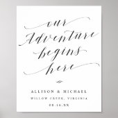 Unser Abenteuer fängt hier an Script Wedding Sign Poster (Vorne)