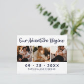 Unser Abenteuer fängt Save the Date 3 Foto an Postkarte (Stehend Vorderseite)