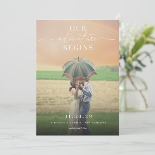 Unser Adventure Begins Script-Foto Rette den Momen Save The Date (Stehend Vorderseite)