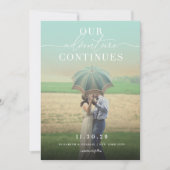 Unser Adventure setzt das Chic Classic Script-Foto Save The Date (Vorderseite)