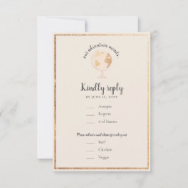 Unser Adventure World Globe Map Reisethema Hochzei RSVP Karte