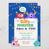 Unser Albernes kleines Monster zum Geburtstag Einladung (Vorne/Hinten)
