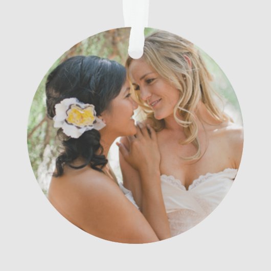 Unser allererstes Weihnachten als Frau u. Frau Ornament (Rückseite)