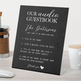 Unser Audio Guestbook Minimalistisch Schwarz-weiß Sockelschild