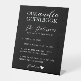 Unser Audio Guestbook Minimalistisch Schwarz-weiß  Sockelschild