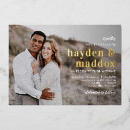 Unser Augenblick echter FOIL Foto Hochzeitseinladu Folieneinladung