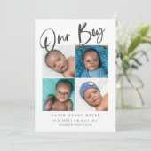 Unser Baby Foto Collage Birth Ankündigung (Stehend Vorderseite)