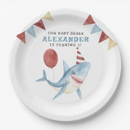 Unser Baby Hai 1. Geburtstag unter dem Meer Pappteller