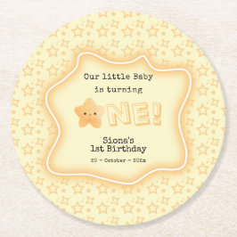 Unser Baby macht einen Niedlichen 1. Geburtstag Runder Pappuntersetzer