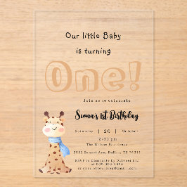 Unser Baby macht einen Niedlichen Giraffe 1. Gebur Acryleinladungen