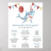 Unser Baby Shark First Birthday Meilenstein Geburt Poster (Vorne)