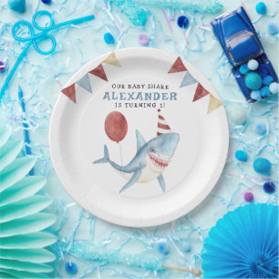 Unser Babyhai 1. Geburtstag unter dem Meer Pappteller