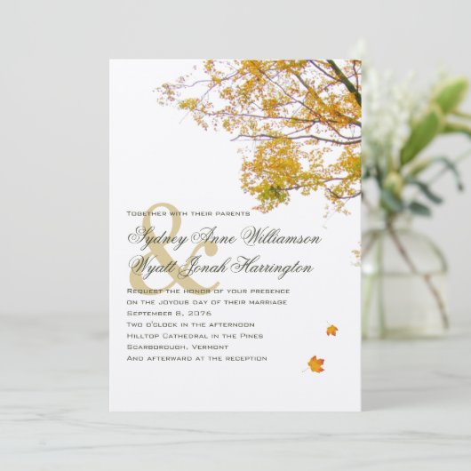 Unser Baum in Hochzeit im Herbst Einladung (Stehend Vorderseite)