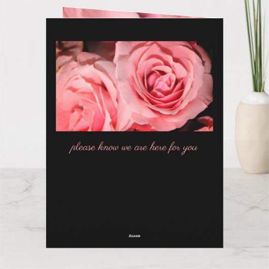 Unser Beileid rosa Rosen gemildert Karte (Rückseite)