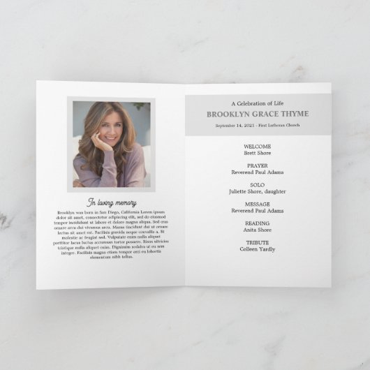 Unser beliebtes Foto-Memorial-Programm Programm (Innenseite)