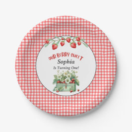 Unser Berry Sweet Strawberry Party, Red Gingham Pappteller