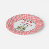 Unser Berry Sweet Strawberry Party, Red Gingham Pappteller (Schrägansicht)