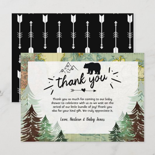 Unser Bester Vintager Kartenbär Dankeskarte (Vorne/Hinten)