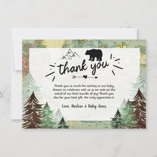 Unser Bester Vintager Kartenbär Dankeskarte (Vorderseite)