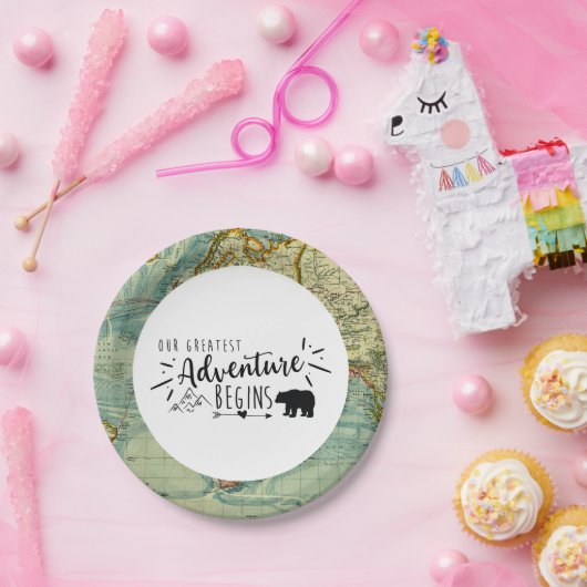 Unser Bester Vintager Kartenbär Pappteller (Party)