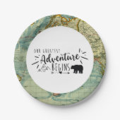 Unser Bester Vintager Kartenbär Pappteller (Vorderseite)