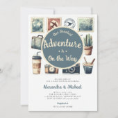 Unser Bestes Abenteuer Retro Coed Baby Boy Dusche Einladung (Vorderseite)