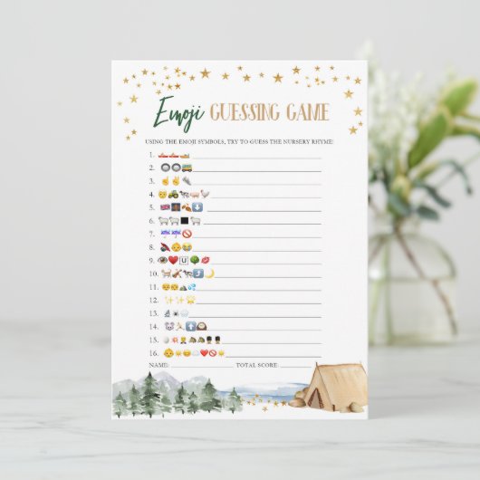 Unser Bestes Adventure Baby Dusche Emoji Spiel Einladung (Stehend Vorderseite)