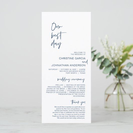 Unser bestes Hochzeitsprogramm für Minimalistische Programm (Stehend Vorderseite)