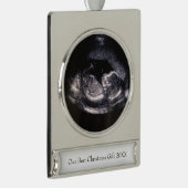 Unser bestes Weihnachtsgeschenk Niedliches Ultrasc Banner-Ornament Silber (Rechts)