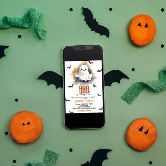 Unser Boo fast aufgrund Ghost Halloween Baby Dusch Einladung