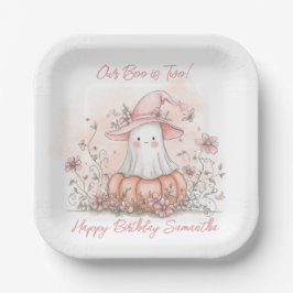 Unser Boo ist zwei Halloween zum Geburtstag Pappteller