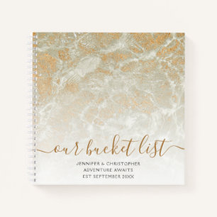 Unser Bucket List Sand Marble Gold Glitzer Notizblock