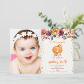 Unser Burgunderblumengeburtstags-Foto des kleinen Einladung (Stehend Vorderseite)