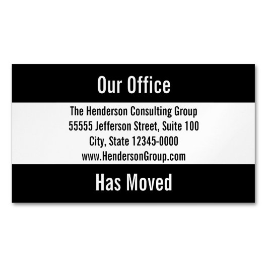 Unser Büro hat das Moving Announcement-Template ve Magnetische Visitenkarte (Vorderseite)