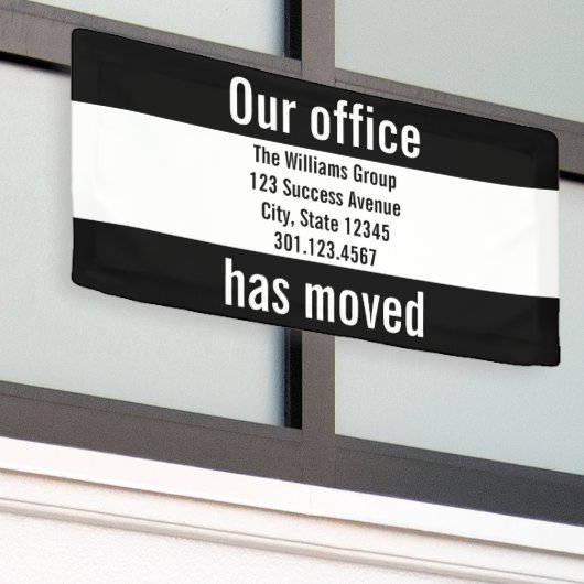 Unser Büro hat die Ankündigung Schwarz-Weiß versch Banner (Äußeres Gebäude)