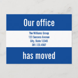Unser Büro hat die blaue und weiße Ankündigung ver