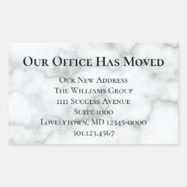 Unser Büro hat Imitate Marmorverkündung verschoben Rechteckiger Aufkleber