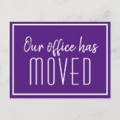 Unser Büro hat Lila Unternehmensverlagerungen vorg Postkarte (Vorderseite)