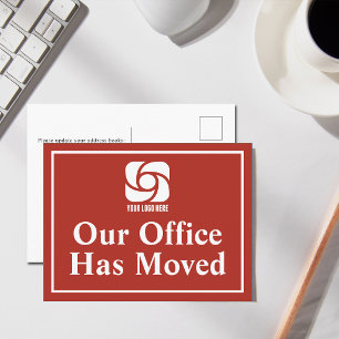 Unser Büro ist umgezogen Rotes Geschäft-Logo Postkarte