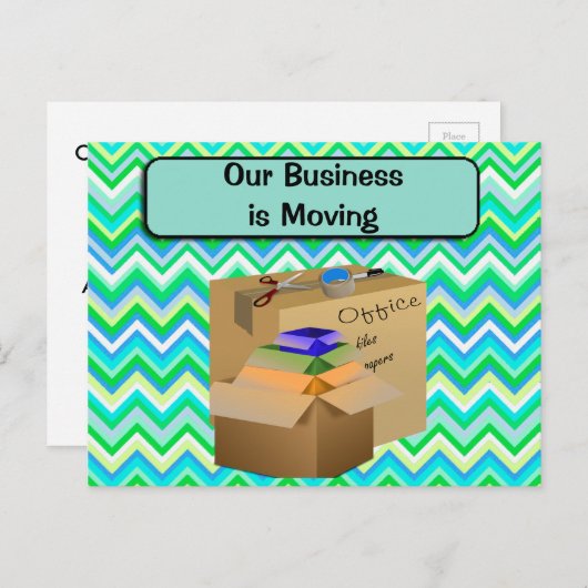 Unser Büro ist umziehen, Geschäftsankündigung Ankündigungspostkarte (Vorne/Hinten)