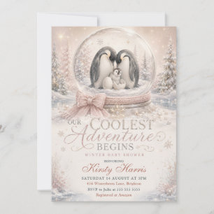 Unser coolstes Abenteuer beginnt Winter-Baby-Party Einladung