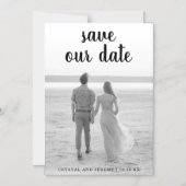 Unser Date Dick Black Script Handwriting Foto gere Magneteinladung (Vorderseite)