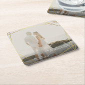 Unser Date Geometric Gold Prism Foto Frame gerette Rechteckiger Pappuntersetzer (angewinkelt)