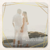 Unser Date Geometric Gold Prism Foto Frame gerette Rechteckiger Pappuntersetzer (Vorderseite)