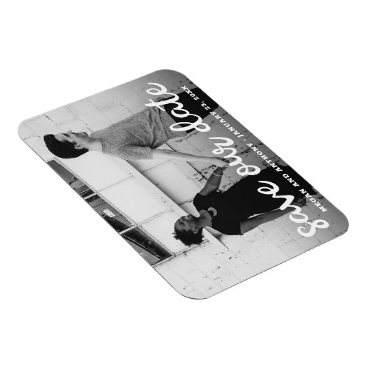 Unser Date Modern Handwriting Script Foto gerettet Magnet (Rechte Seite)