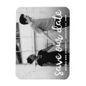 Unser Date Modern Handwriting Script Foto gerettet Magnet (Vertikal)