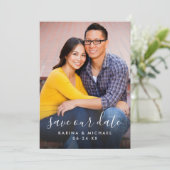 Unser Date Modern Handwriting Script Foto gerettet Save The Date (Stehend Vorderseite)