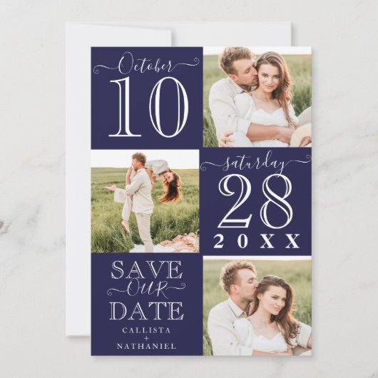Unser Date Modern Typografy Monogram Foto gerettet Save The Date (Vorderseite)